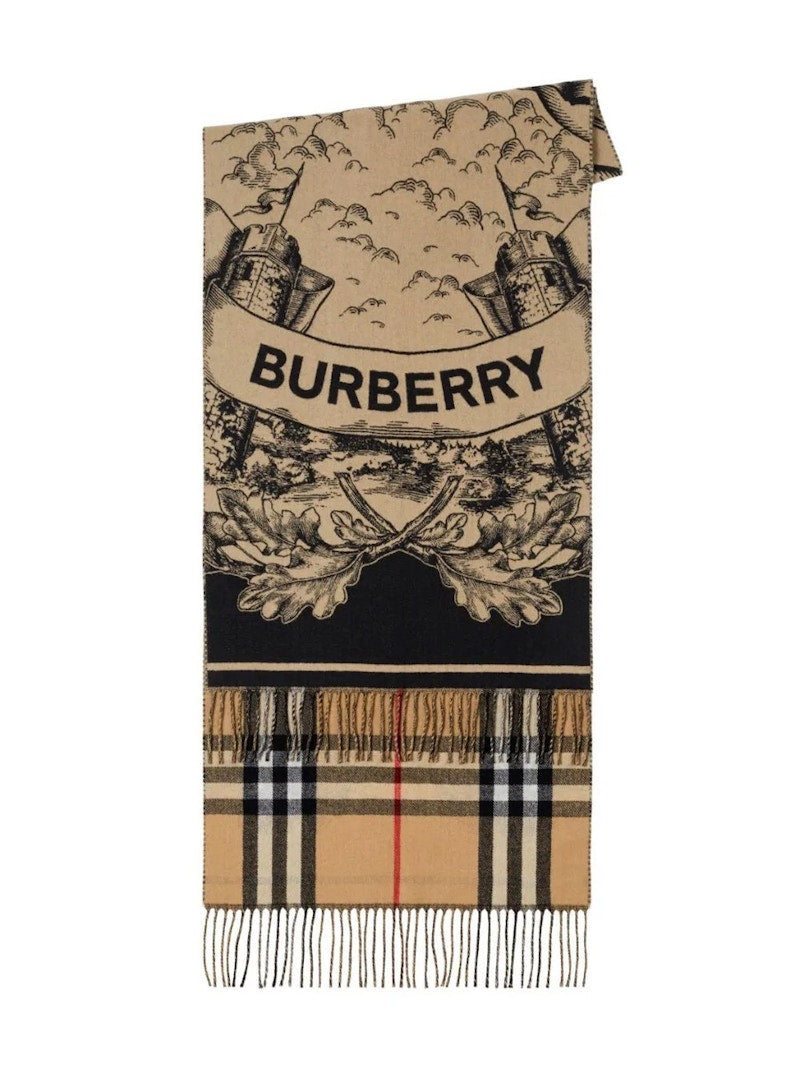 Burberry Giant Check Cashmere Scarf Archive Beige