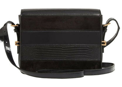 Burberry Grace Stripe Leather Handbag Small Black
