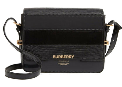 Burberry Grace Stripe Leather Handbag Small Black