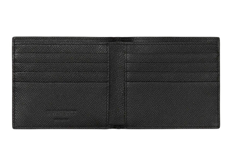 Burberry Grainy Leather TB Bifold Wallet Black/Silver-tone
