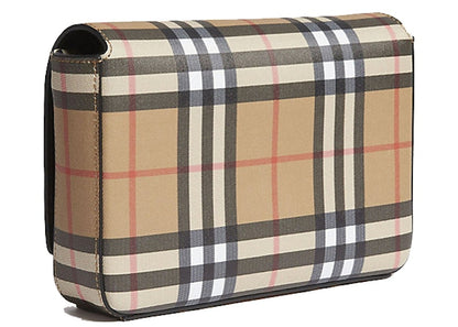 Burberry Hampshire Crossbody Vintage Check Leather Beige