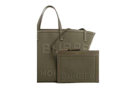 Burberry Horseferry Linen Tote Green