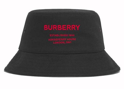 Burberry Horseferry Motif Cotton Bucket Hat Black/Red