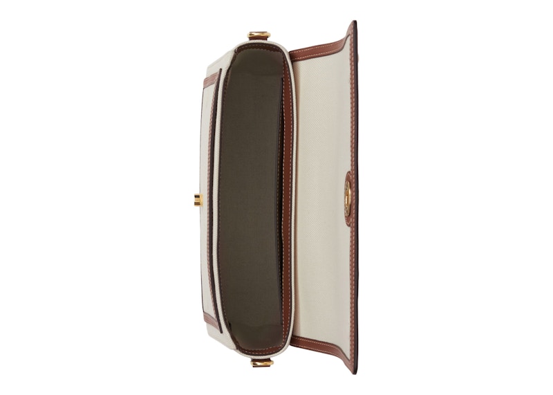 Burberry Horseferry Print Canvas Note Crossbody Bag Natural/Tan