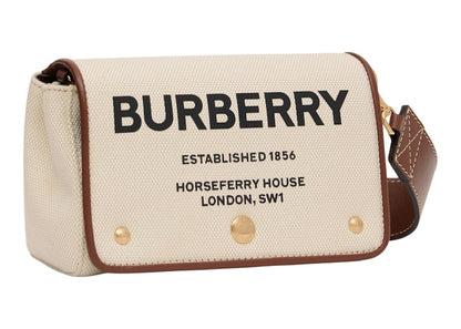 Burberry Horseferry Print Cotton Canvas Crossbody Bag Small Natural/Tan