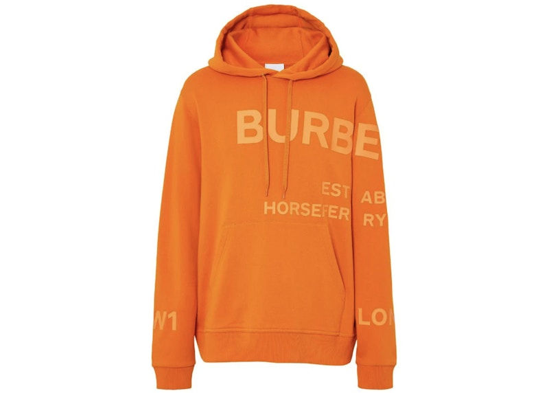 Burberry Horseferry-Print Cotton Hoodie Orange