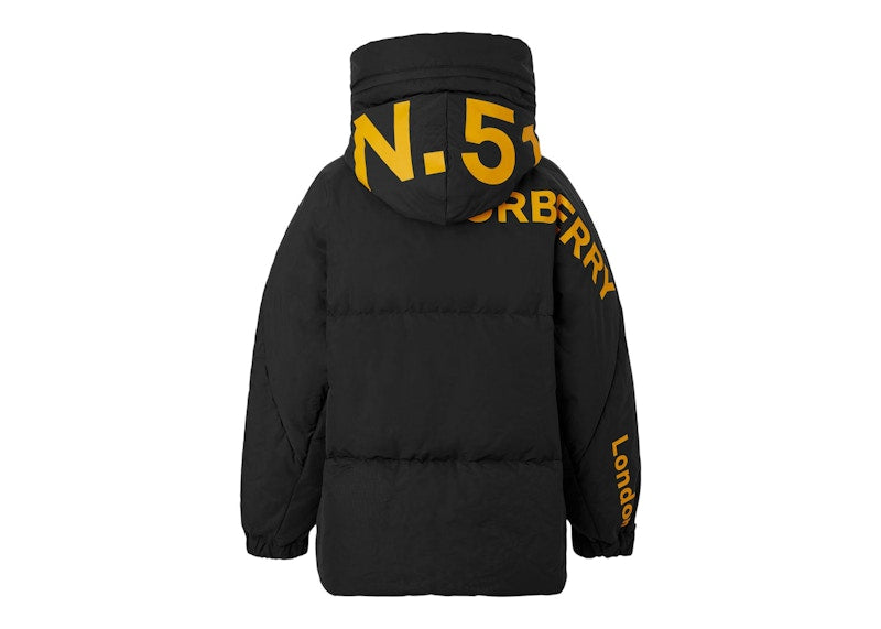 Burberry Horseferry Print Nylon Hooded Puffer Jacket Black/Yellow