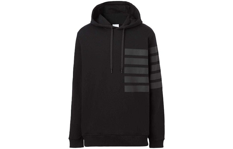 Burberry Horseferry Tape Print Hoodie Black