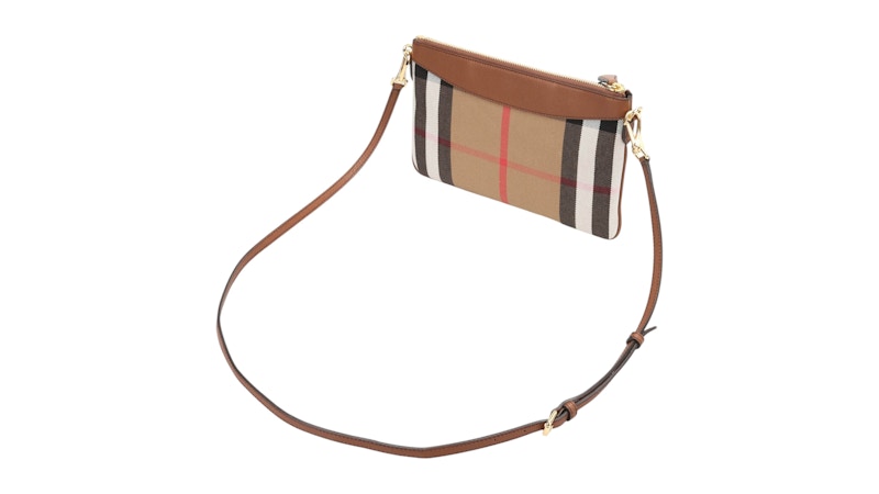 Burberry House Check Peyton Crossbody Bag Tan