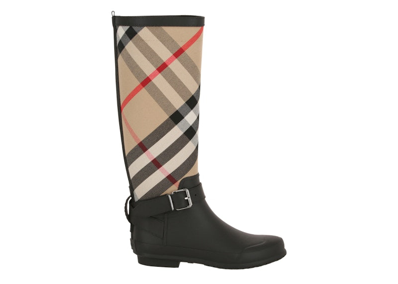 Burberry House Check Rain Boots Archive Beige Black (Women's)