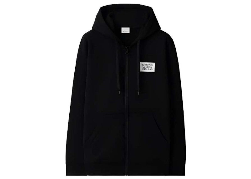 Burberry Hove Logo Print Zip Hoodie Black