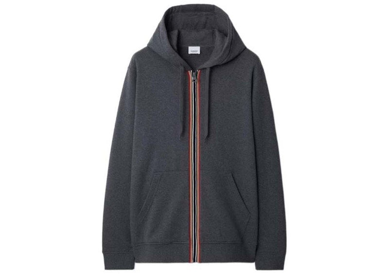Burberry Hove Stripe Zip Hoodie Dark Grey Melange
