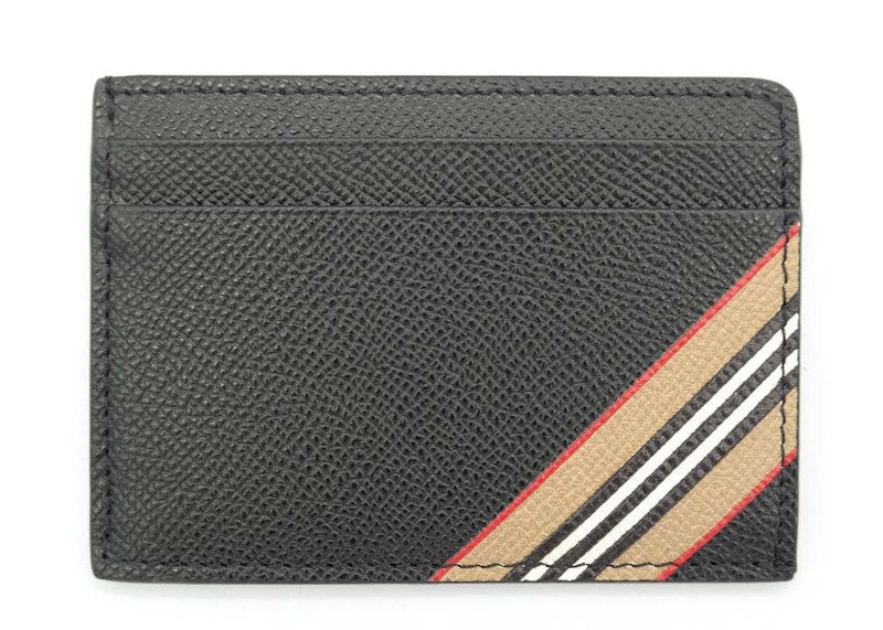 Burberry Icon Stripe (4 Card Slot) Card Case Black/Beige