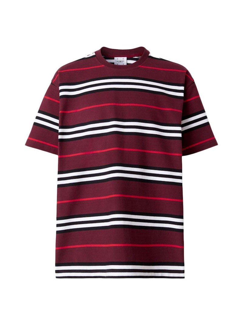 Burberry Icon Stripe Cotton Oversized T-shirt Deep Mulberry