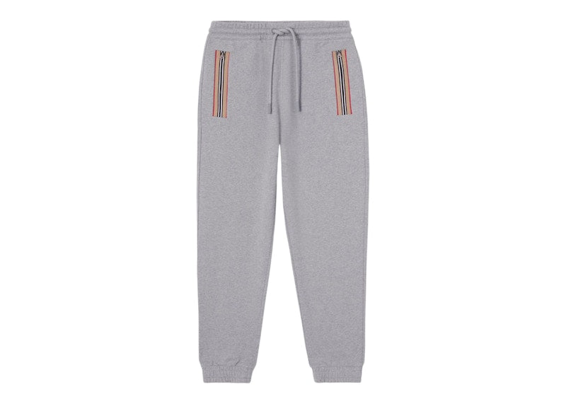 Burberry Icon Stripe Detail Cotton Jogging Pants Grey
