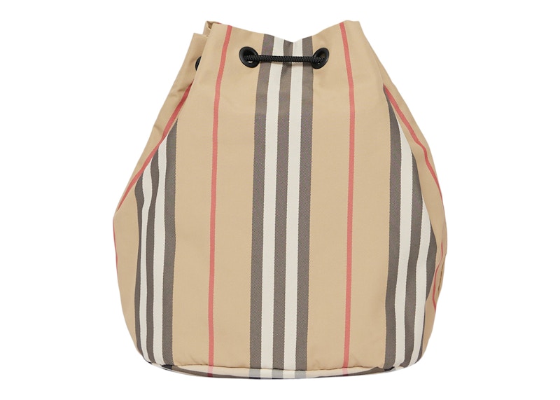 Burberry Icon Stripe Nylon Drawcord Pouch Archive Beige