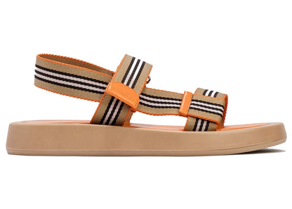 Burberry Icon Stripe Stap Sandals Beige Orange Lambskin (Women's)