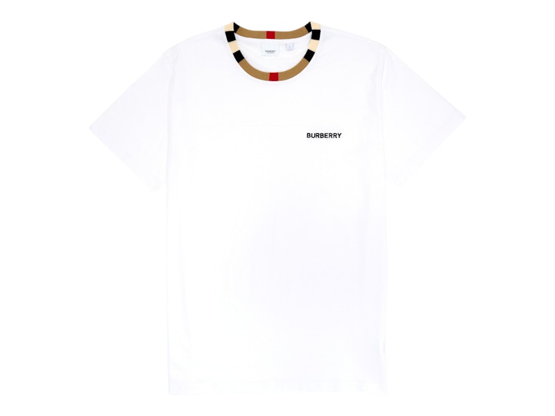 Burberry Icon Stripe Trim Cotton T-shirt White