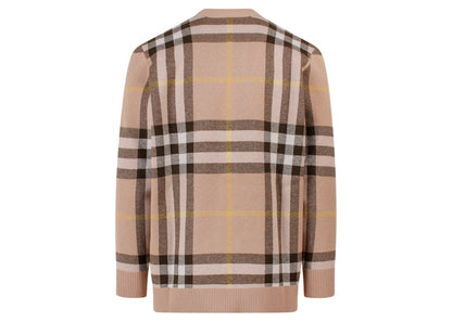 Burberry Iconic Check Motif Cashmere Cardigan Beige