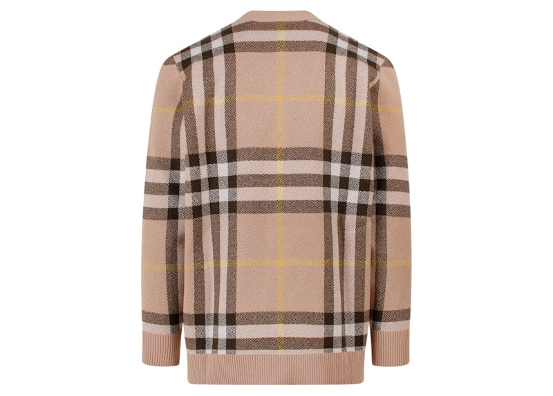 Burberry Iconic Check Motif Cashmere Cardigan Beige
