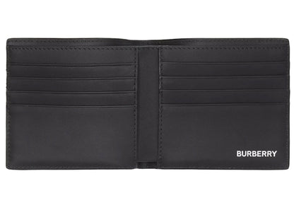 Burberry International Bifold Wallet London Check and Leather (8 Card Slot) Dark Charcoal