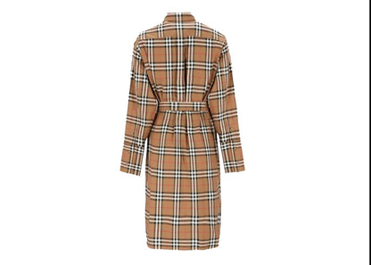 Burberry Ivroy Check Knee-Length Cotton Dress Brown