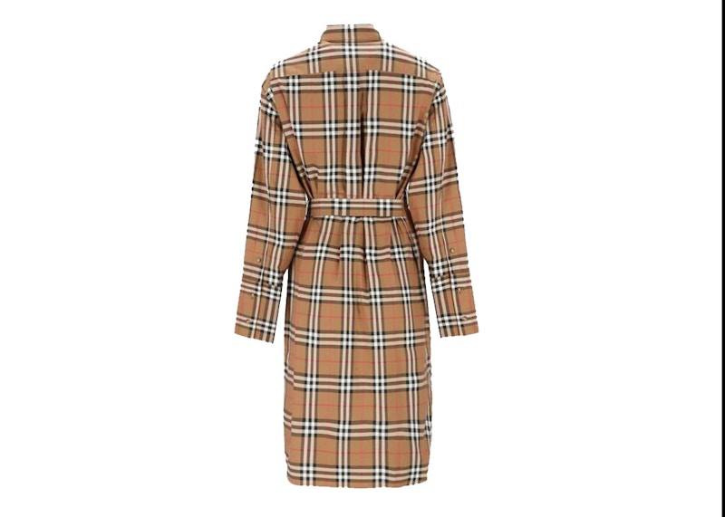 Burberry Ivroy Check Knee-Length Cotton Dress Brown