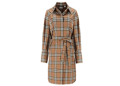Burberry Ivroy Check Knee-Length Cotton Dress Brown