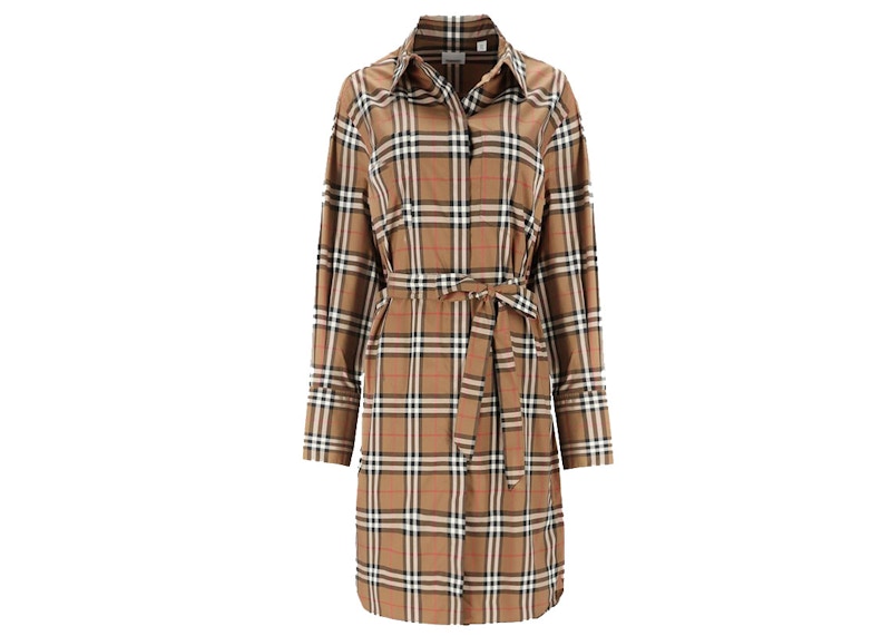 Burberry Ivroy Check Knee-Length Cotton Dress Brown