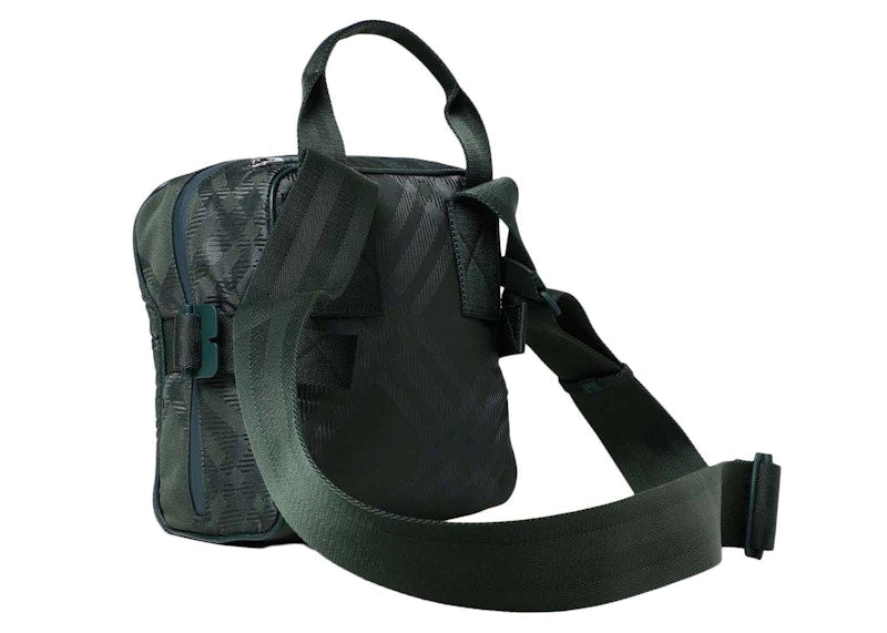 Burberry Jacquard Checked Cross Body Bag Green