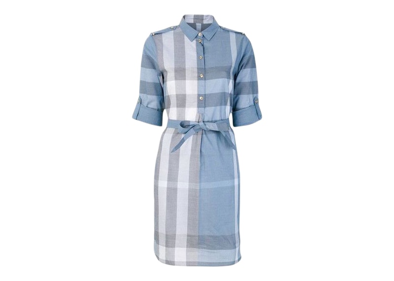 Burberry Kelsy House Check Shirt Dress Blue