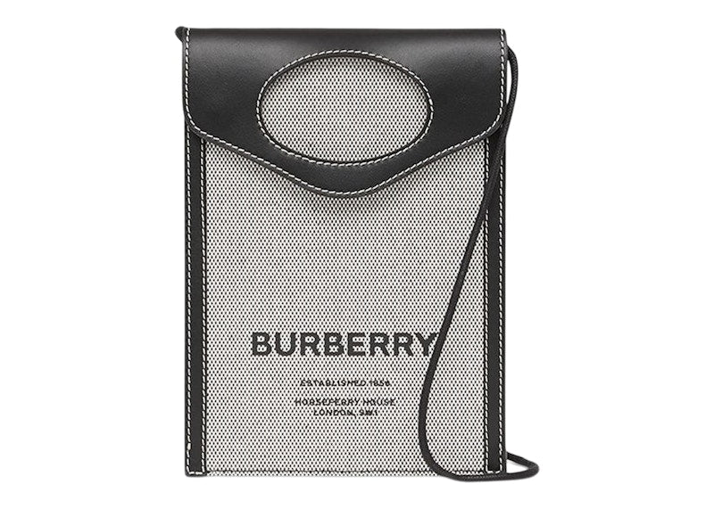 Burberry Leather And Canvas Phone Pouch Black/Gray