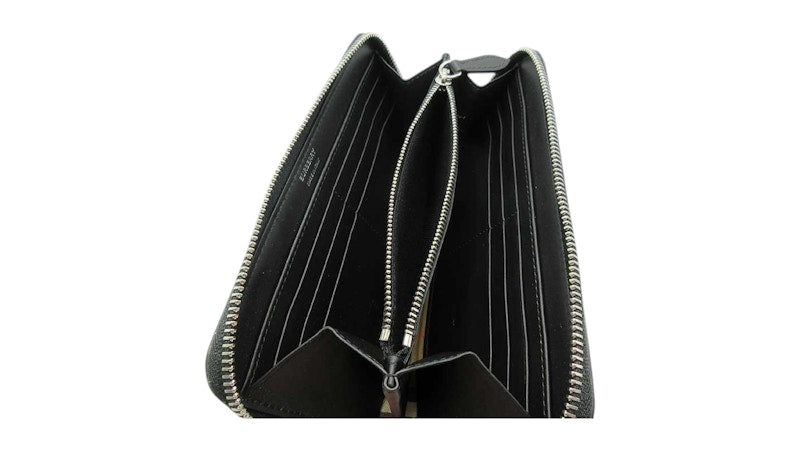 Burberry Leather Round Zipper Wallet Black