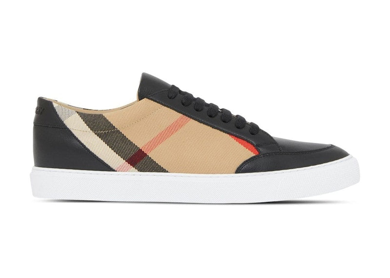 Burberry Leather Suede and House Check Sneakers Black Archive Beige Black White (Women's)