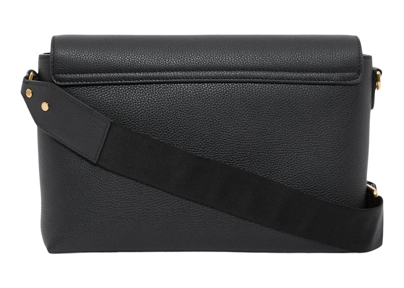 Burberry Leather and Vintage Check Note Crossbody Bag Black
