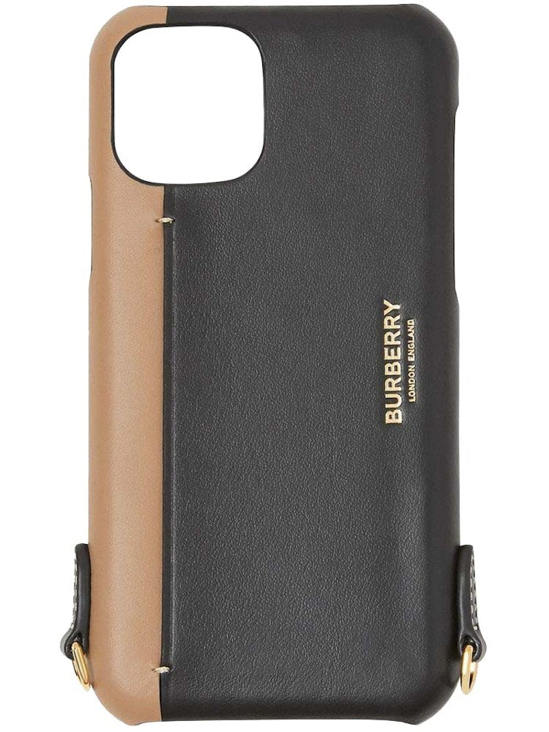 Burberry Leather iPhone 11 Pro Phone Case with Strap Black Tan