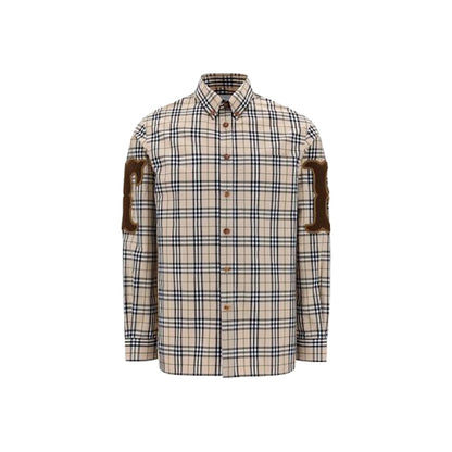 Burberry Letter Graphic Check Print Shirt Soft Fawn