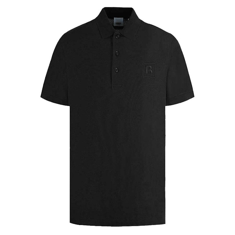 Burberry Letter Graphic Cotton Pique Polo Shirt Black