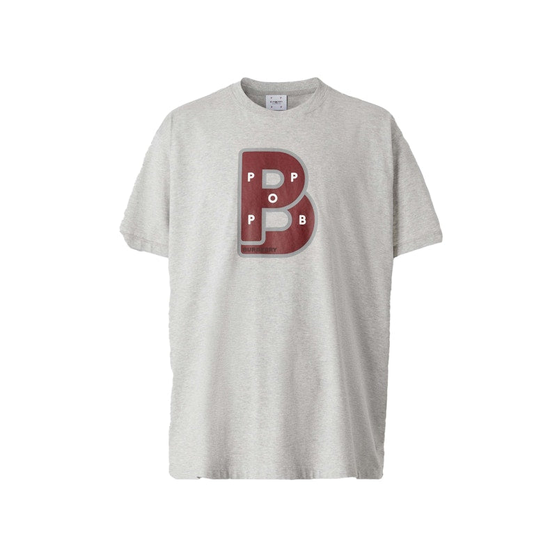 Burberry Letter Graphic Cotton T-shirt Pale Grey Melange