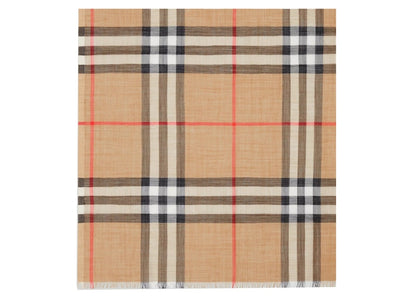 Burberry Lightweight Check Wool Scarf Archive Beige