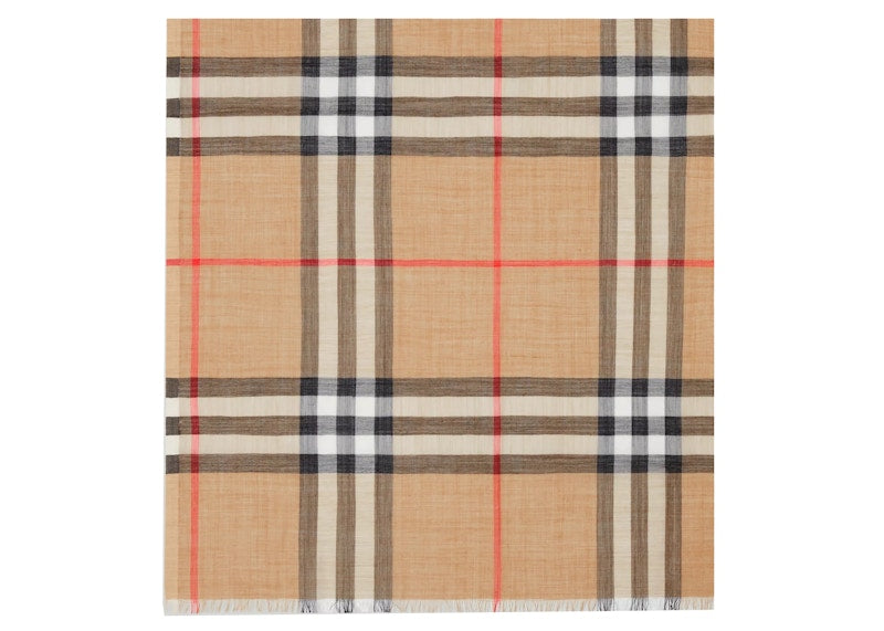 Burberry Lightweight Check Wool Scarf Archive Beige