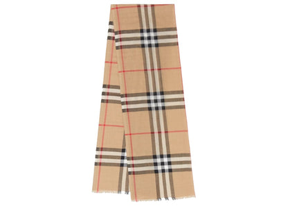 Burberry Lightweight Check Wool Scarf Archive Beige