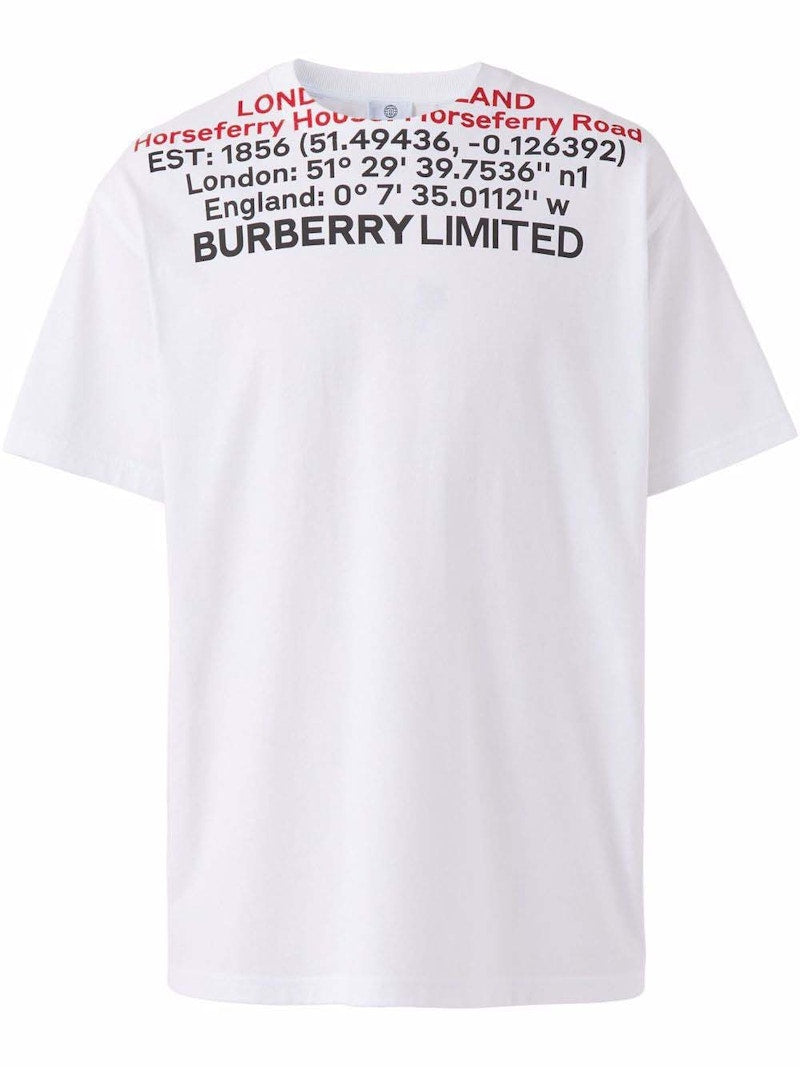 Burberry Location-Print T-Shirt White/Black/Red