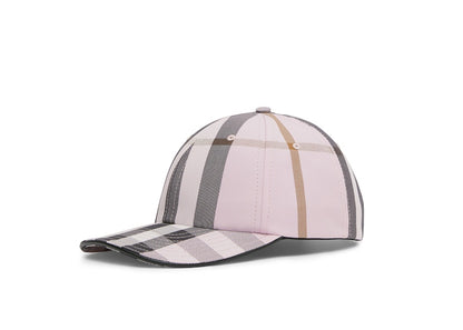 Burberry Logo Detail Check Cotton Baseball Cap Pink/Black