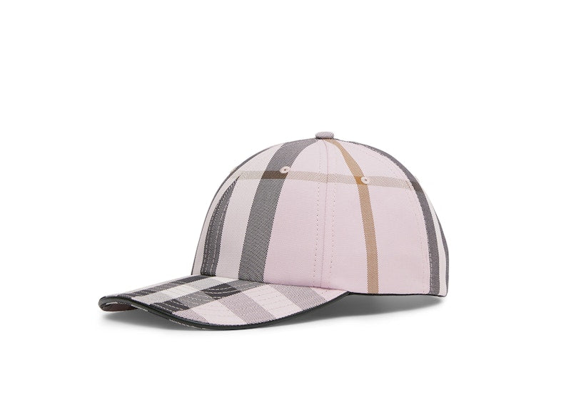 Burberry Logo Detail Check Cotton Baseball Cap Pink/Black