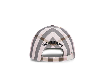 Burberry Logo Detail Check Cotton Baseball Cap Pink/Black