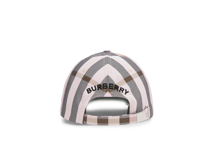 Burberry Logo Detail Check Cotton Baseball Cap Pink/Black