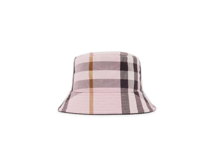 Burberry Logo Detail Check Cotton Bucket Hat Pink/Black