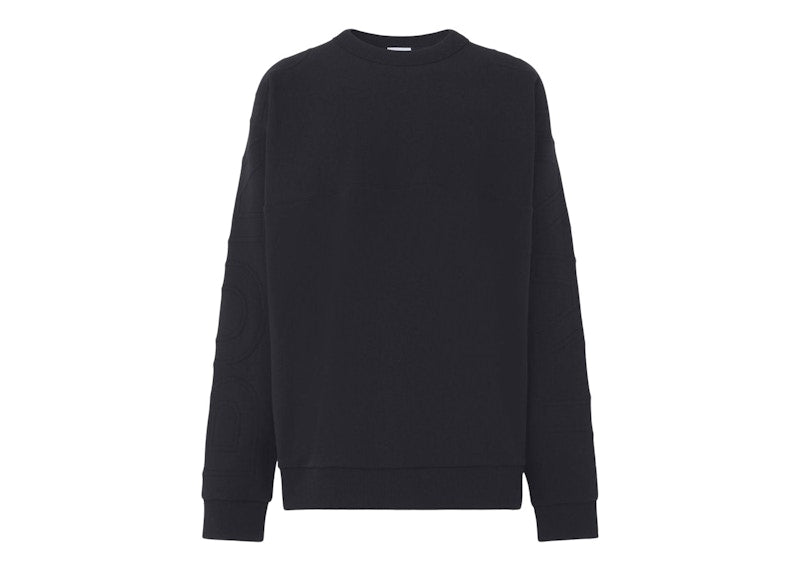 Burberry Logo Embossed Cotton Crewneck Sweatshirt Black