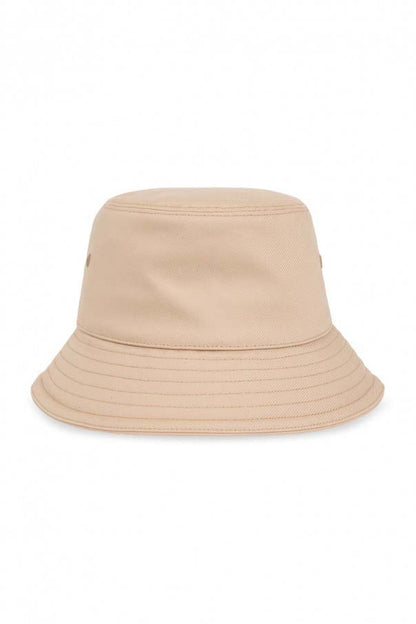 Burberry Logo Embroidered Cotton Bucket Hat Soft Fawn